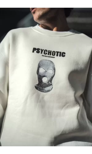 Luz&Pos Kışlık Bisiklet Yaka Baskılı Sweatshirt - Beyaz