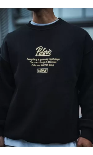 Luz&Pos Kışlık Bisiklet Yaka Ön Ve Arka Baskılı Sweatshirt - Siyah