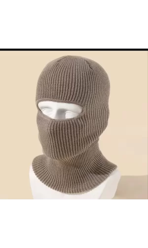 Luz&Pos Kışlık Kar Maske Dokuma Triko Bere - Kahverengi