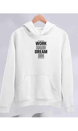 Luz&Pos Kışlık Üç İplik Kapüşonlu Sweatshirt - Beyaz