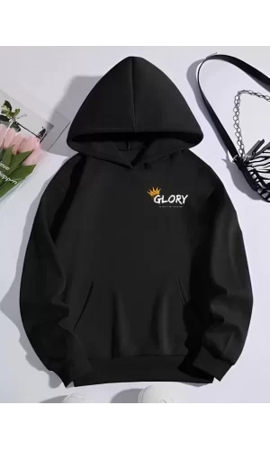 Luz&Pos Kışlık Üç İplik Kapüşonlu Sweatshirt - Siyah