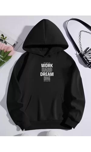 Luz&Pos Kışlık Üç İplik Kapüşonlu Sweatshirt - Siyah