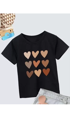 Luz&Pos Kız Çocuk Bisiklet Yaka Baskılı T-shirt - Beyaz
