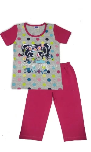 Kız Çocuk Kısa Kollu Pijama Takımı