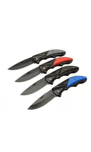 Klipsli 4 Lü Set Metal  16 Cm Kamp / Outdoor Çakı  - Yarı Otomatik, Kemerlikli, Kutulu