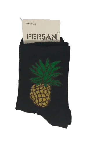Kolej Kız Ananas Desenli Çorap