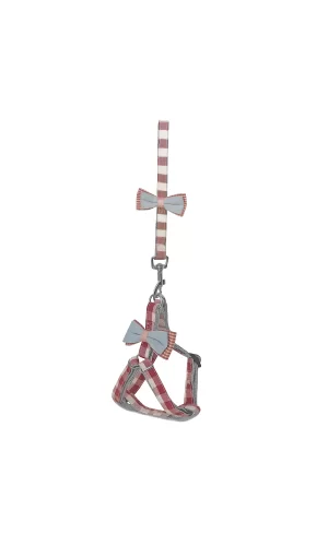 Köpek Göğüs Tasma Seti Ekose Desenli Papyonlu 1.5 cm*35-48 cm Kırmızı