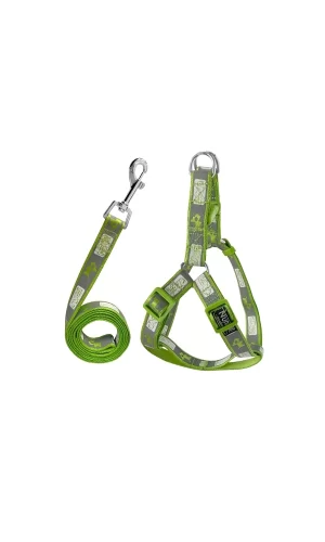 Köpek Göğüs Tasma Seti Köpek Desenli 120 cm-47 cm-67 cm Yeşil