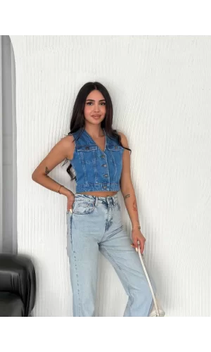 Kot Jeans Yelek - Mavi