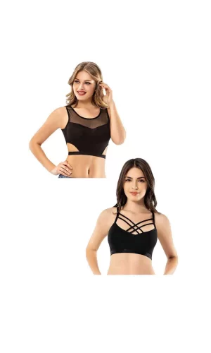 Kota 6 Adet Siyah Tül Modelli Çapraz İpli Büstiyer