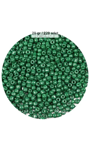Koyu Yeşil Renk 4 mm Yaklaşık 220 adet/20 gram Cam Boncuk Oya Yazma Bileklik ve Kolye