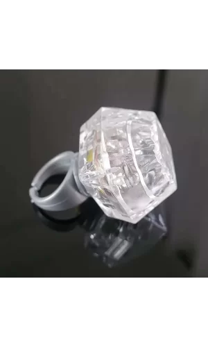 Kristal Tasarımlı Led Glow Işıklı 3 Modlu Gümüş Yüzük 3.5 X 5 Cm