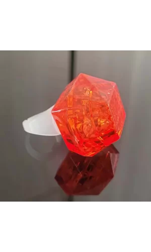 Kristal Tasarımlı Led Glow Işıklı 3 Modlu Kırmızı Yüzük 3.5 X 5 Cm
