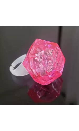 Kristal Tasarımlı Led Glow Işıklı 3 Modlu Pembe Yüzük 3.5 X 5 Cm