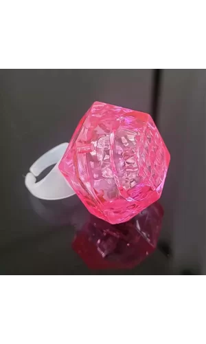 Kristal Tasarımlı Led Glow Işıklı 3 Modlu Pembe Yüzük 3.5 X 5 Cm