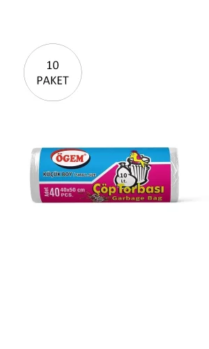 Küçük Boy Çöp Torbası 40 x 50 cm 40 Lı Rulo x 10 Paket = 400 Adet (Şeffaf)