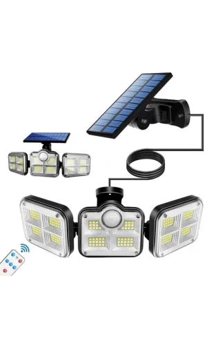 Kumandalı Solar Güneş Enerjili 122 Ledli Hareket Sensörlü Bahçe Aydınlatma Sokak Lambası