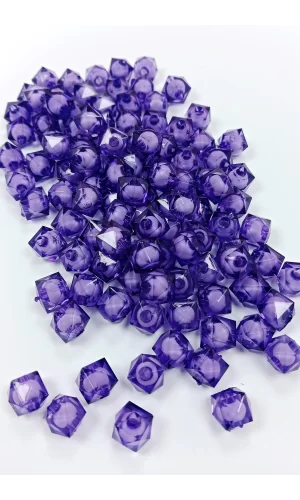 Küp Boncuk İçten Boncuklu Bileklik Çanta Boncuğu 10 mm 50 gr Eflatun - BNC458
