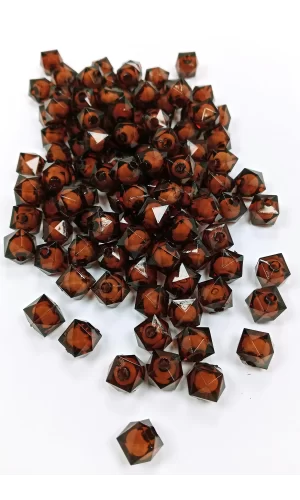 Küp Boncuk İçten Boncuklu Bileklik Çanta Boncuğu 10 mm 50 gr Kahverengi - BNC455