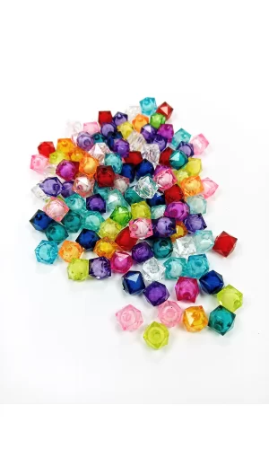 Küp Boncuk İçten Boncuklu Bileklik Çanta Boncuğu 10 mm 50 gr Karışık Renk - BNC447