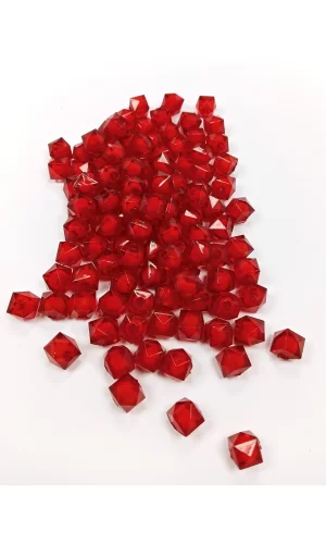 Küp Boncuk İçten Boncuklu Bileklik Çanta Boncuğu 10 mm 50 gr Kırmızı - BNC448
