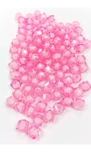 Küp Boncuk İçten Boncuklu Bileklik Çanta Boncuğu 10 mm 50 gr Pembe - BNC459