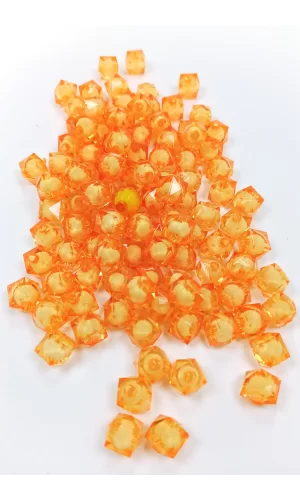 Küp Boncuk İçten Boncuklu Bileklik Çanta Boncuğu 10 mm 50 gr Turuncu - BNC452