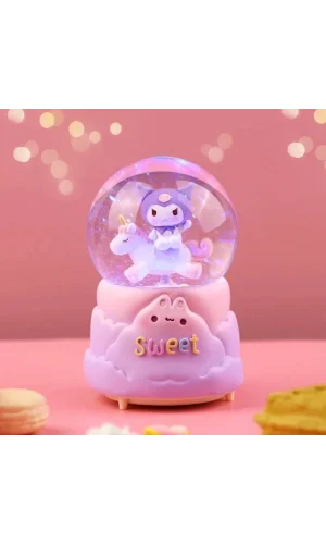 Kuromi İçi Dönmeli Püskürtmeli Işıklı Müzikli Kar Küresi Büyük Boy Alk3038