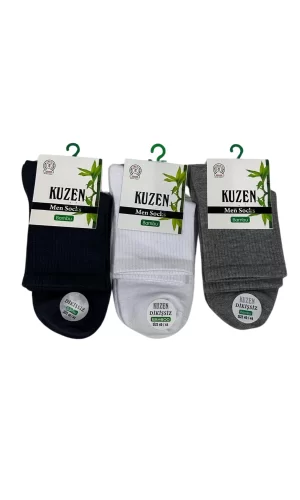 Kuzen Dikişsiz Yarım Konç Bambu Erkek Çorap 3 Adet