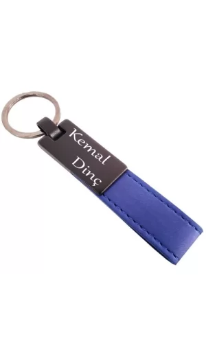 Lacivert Deri Metal Anahtarlık