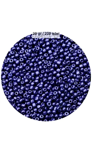 Lacivert Renk 4 mm Yaklaşık 220 adet/20 gram Cam Boncuk Oya Yazma Bileklik ve Kolye