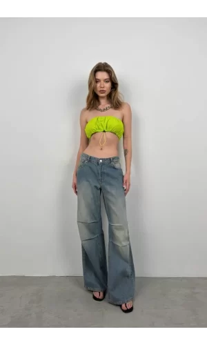 Lastik Detay Straplez Crop