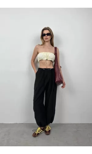 Lastik Detay Straplez Crop