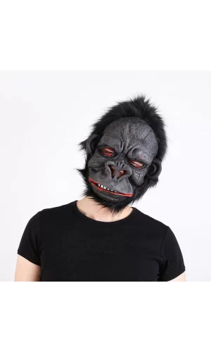 Lateks Goril Maskesi Maymun Maskesi Et Maskesi Orangutan Siyah Saçlı 1 No