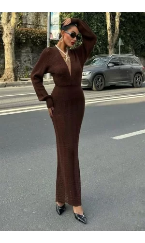Laura Derin Dekolte Kroşe Elbise 2712-0025