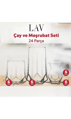 Lav Çay Ve Su Meşrubat Bardağı Seti Takımı - 24 Parça