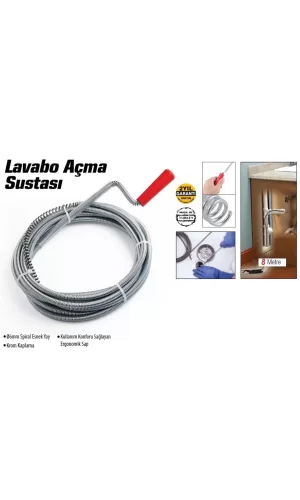 Lavabo Ve Gider Boruları Açacağı - Lavabo Açma Sustası - 8metre