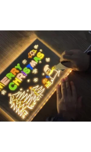 LED Aydınlatmalı Yazı ve Çizim Tahtası - Büyük Boy 30x20 cm