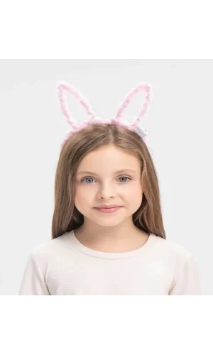 Led Işıklı Peluş Tavşan Kulak Taç Pembe