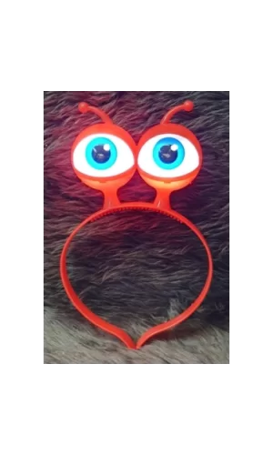 Led Işıklı & Pilli Uzaylı Göz Parti Tacı Kırmızı Renk