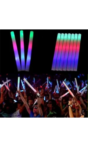Led Işıklı Rengarenk Sünger Parti Çubuk Işıklı Kauçuk Sopa 46 cm