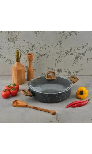 Leydi Marble Natura Granit Kısa Tencere 28 Cm