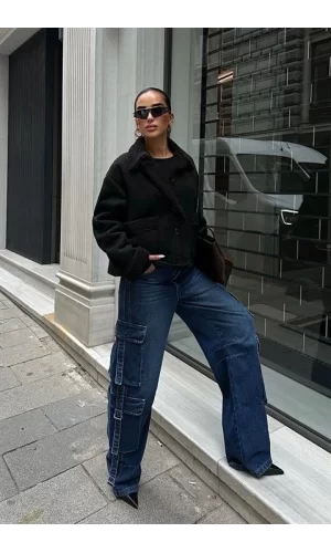 Lolita Uzun Kollu Süet Ceket 6115
