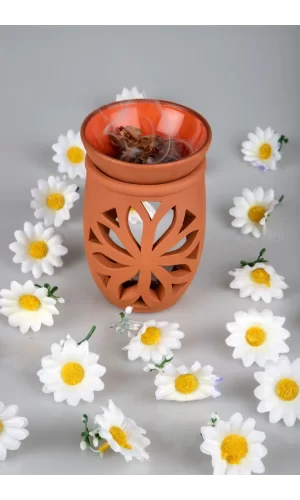 Lotus Çiçeği  El Yapımı Çömlek Buhurdanlık Tütsülük