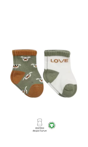 Luz&Pos Love Dog Penye Soket Çorap 2li  Nil