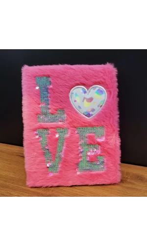 Love Tasarımlı Peluş Defter