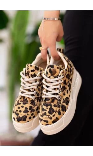 Lulu Leopar Süet Bağcıklı Spor Ayakkabı