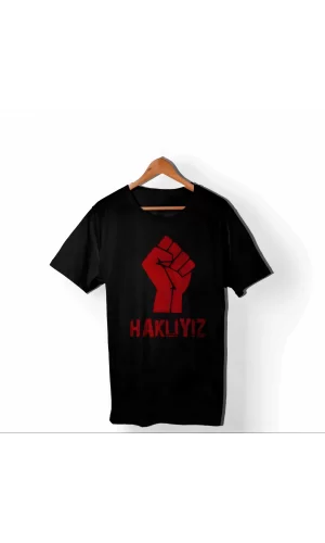 Luz&Pos 1 Mayıs Emekçilerimiz İçin Özel Tasarım Haklıyız Baskılı T-shirt - Siyah