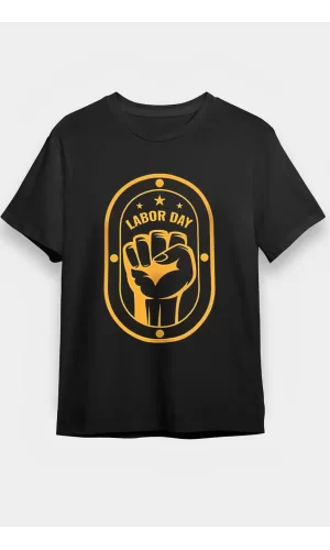 Luz&Pos 1 Mayıs Emekçilerimiz İçin Özel Tasarım Labor Day Baskılı T-shirt - Siyah