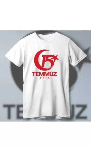 Luz&Pos 15 Temmuza Özel Tasarım 2016 Baskılı T-shirt - Beyaz